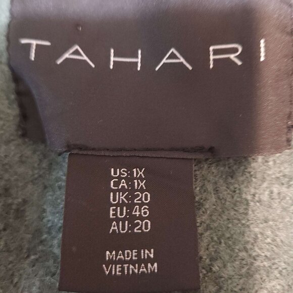 Tahari wool blend long duster vest Women's 1X cardigan olive / army green warm - Picture 12 of 16